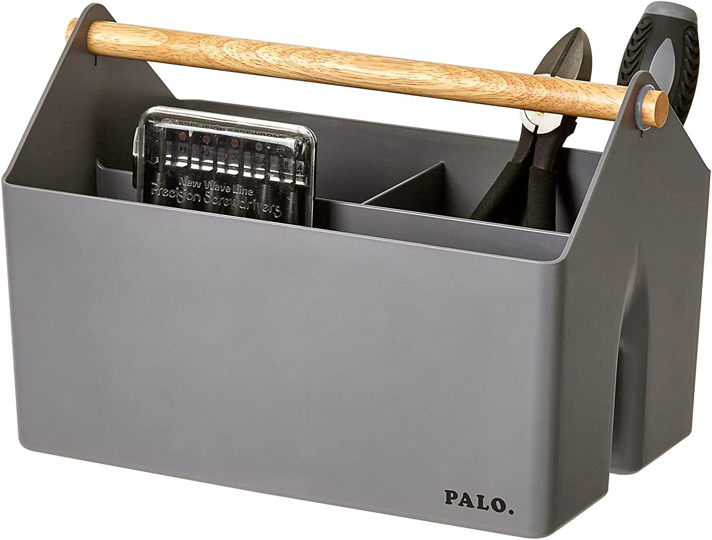 LITEM. Paro Basket 1.6 gal (4.5 L) 2-Piece Set Gray Storage Box Small Items Storage Case Sort Box Divider Handle Included Multipurpose