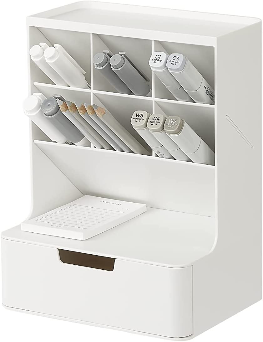 [LITEM.] Hive Desk Organizer (White) Office Accessories No Assembly Required Pen Pencil Storage Desktop Storage Small Items Remote Control Rack Pen Holder Drawer Multi-Functional Storage Box Living Room Tool Stand Glasses Tray Organization Stationery Smart Desk